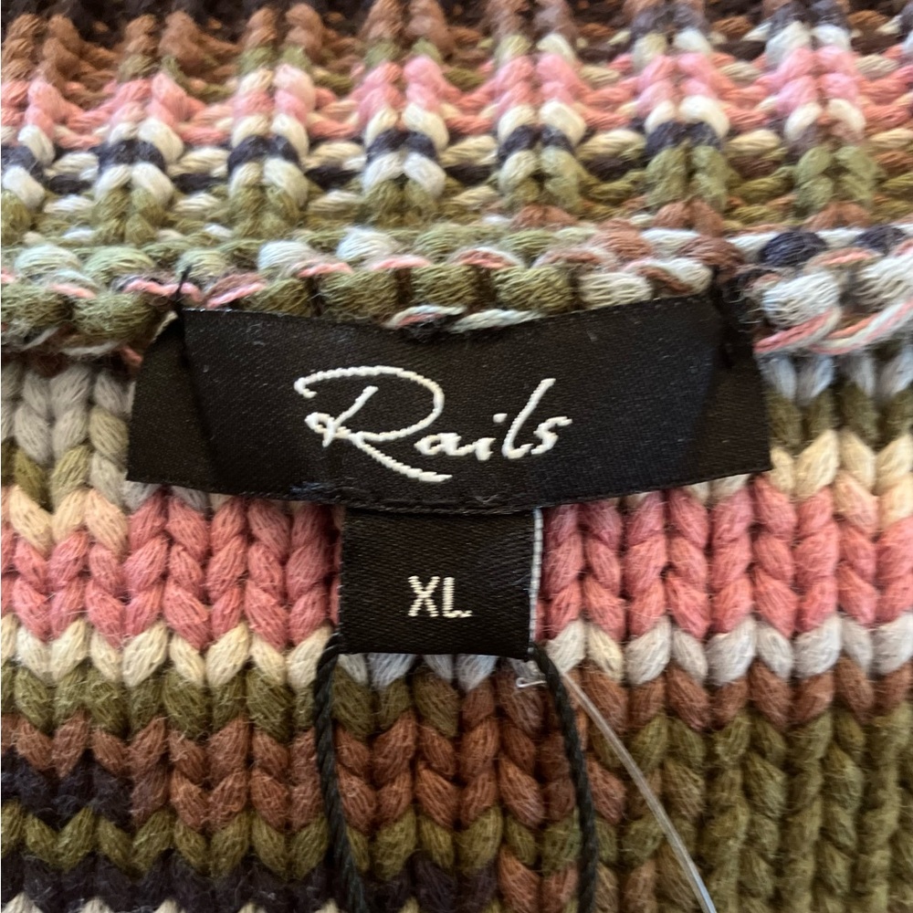 NWT RAILS Brixton Knit Sweater Vest Green/Brown/Pink Multi Forest Space Dye XL - Picture 2 of 16
